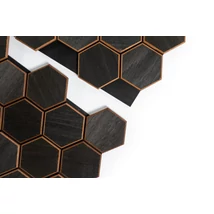 3D thermokezelt/fekete szauna burkolat - HEXA